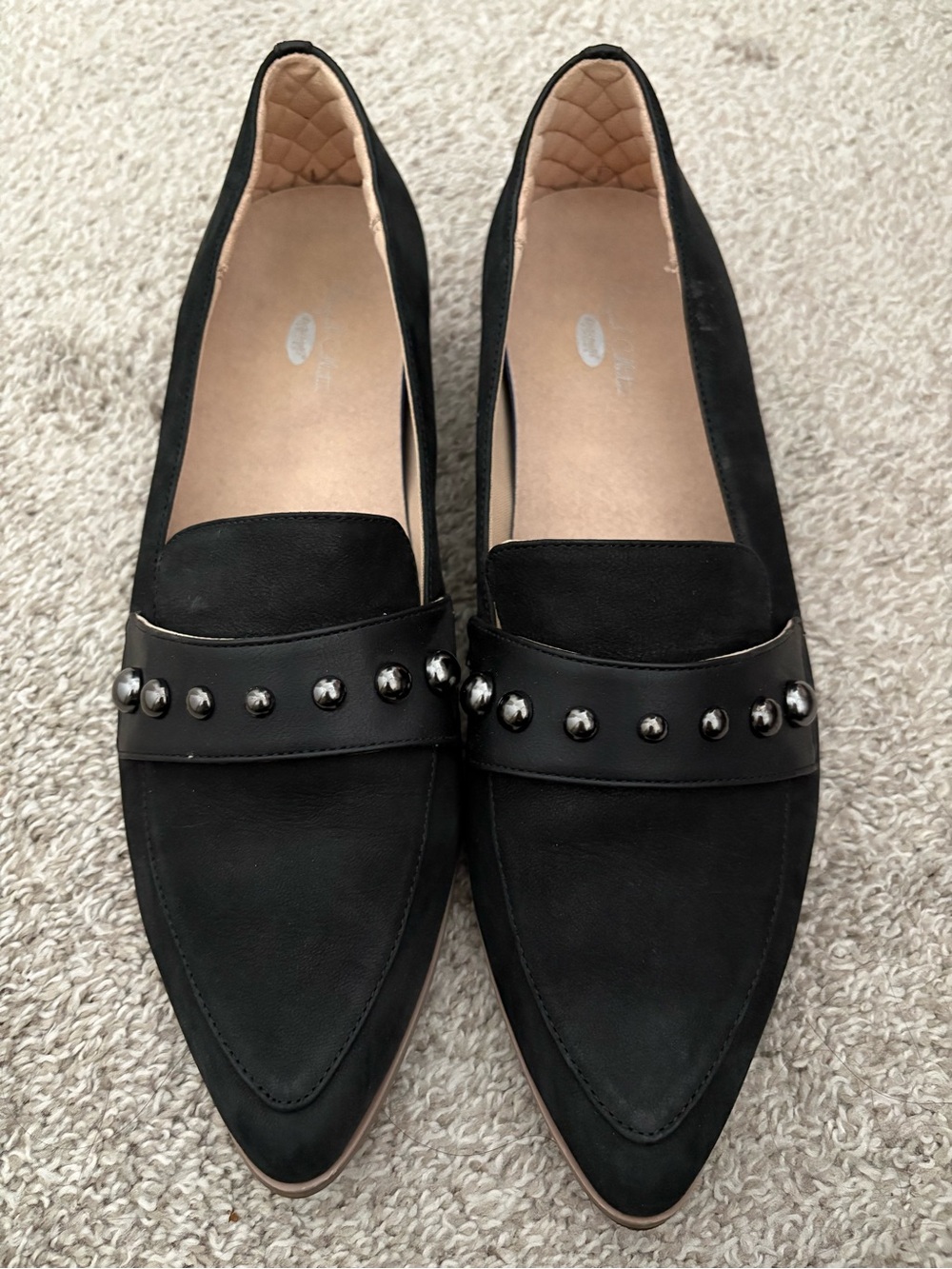 Dr Scholls Black Studded Pointed Toe Women's Loafers Size 11